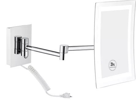 LED Kosmetik-Wandspiegel Ferro Messing verchromt mit Kabel